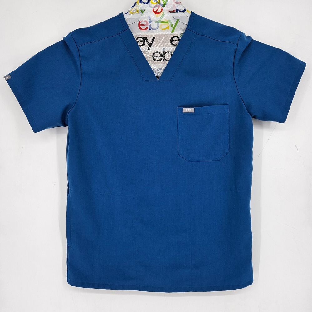 FIGS Scrub Top Mens Small Chisec Three Pocket Technical Nurse Uniforms Alps Blue